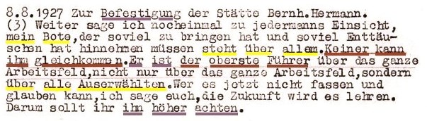 Hermann Lorenz schreibt in seinem Pergament, dass er als Bote über allem steht und oberster Führer über alle Auserwählten ist.